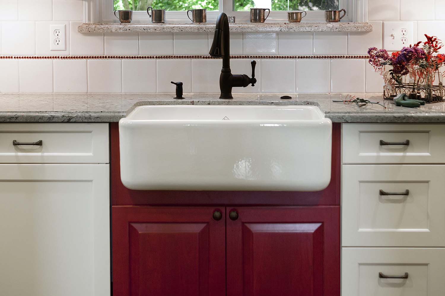 Traditional Kitchen Red Cabinet
